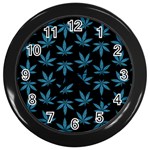 Weed Pattern Wall Clock (Black) Front