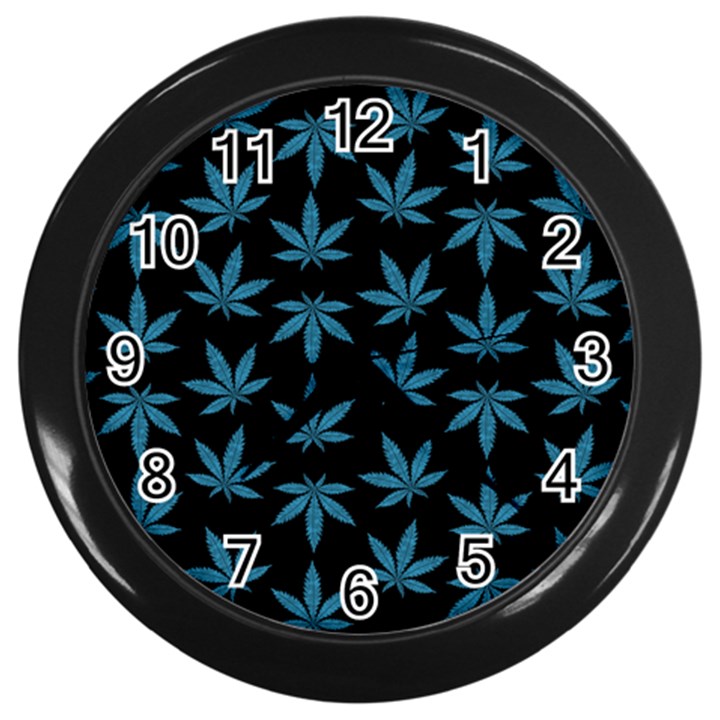 Weed Pattern Wall Clock (Black)