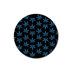 Weed Pattern Rubber Coaster (round) by Valentinaart