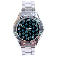 Weed Pattern Stainless Steel Analogue Watch by Valentinaart