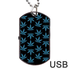 Weed Pattern Dog Tag Usb Flash (two Sides) by Valentinaart