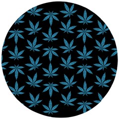 Weed Pattern Wooden Puzzle Round by Valentinaart