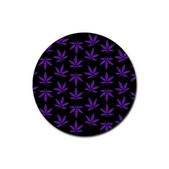 Weed Pattern Rubber Coaster (round) by Valentinaart