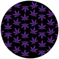 Weed Pattern Wooden Puzzle Round by Valentinaart