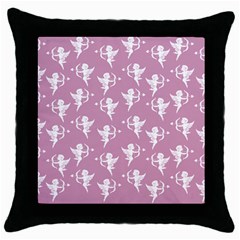 Cupid Pattern Throw Pillow Case (black) by Valentinaart