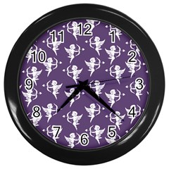 Cupid Pattern Wall Clock (black) by Valentinaart