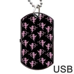 Cupid Pattern Dog Tag Usb Flash (one Side) by Valentinaart