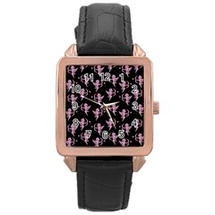 Cupid pattern Rose Gold Leather Watch 