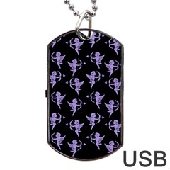 Cupid Pattern Dog Tag Usb Flash (one Side) by Valentinaart