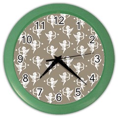 Cupid Pattern Color Wall Clock by Valentinaart