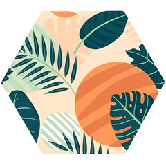 Tropical Pattern Wooden Puzzle Hexagon by Valentinaart