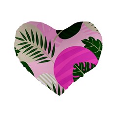 Tropical Pattern Standard 16  Premium Flano Heart Shape Cushions by Valentinaart