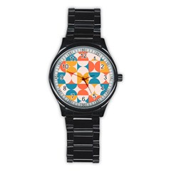 Geometric Pattern Stainless Steel Round Watch by Valentinaart