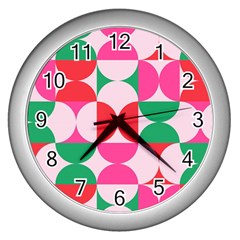 Geometric Pattern Wall Clock (silver)