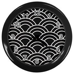 Black And White Pattern Wall Clock (black) by Valentinaart