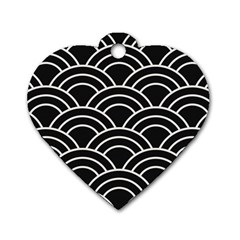 Black And White Pattern Dog Tag Heart (one Side) by Valentinaart