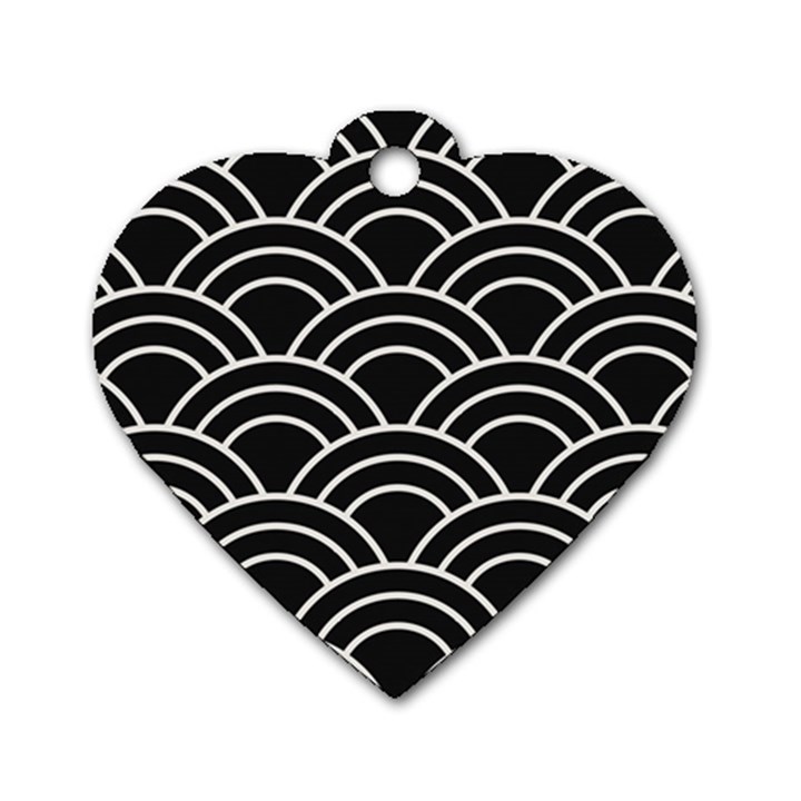 Black and white pattern Dog Tag Heart (One Side)