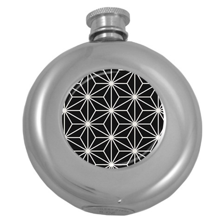 Black and white pattern Round Hip Flask (5 oz)