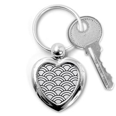 Black And White Pattern Key Chain (heart) by Valentinaart