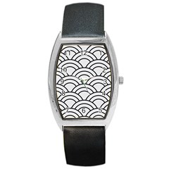 Black And White Pattern Barrel Style Metal Watch by Valentinaart