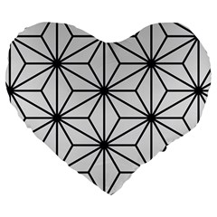 Black And White Pattern Large 19  Premium Flano Heart Shape Cushions by Valentinaart