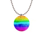 Watercolor rainbow 1  Button Necklace Front