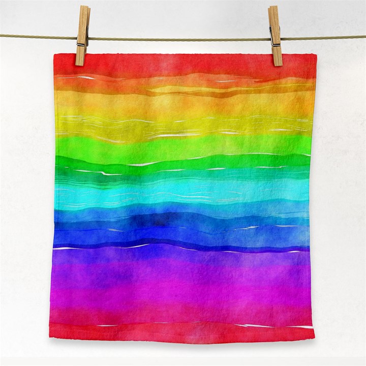 Watercolor rainbow Face Towel