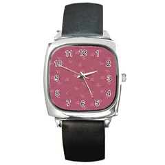 Floral Pattern Square Metal Watch by Valentinaart