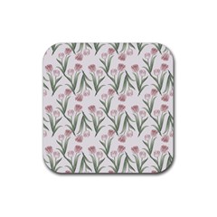 Floral Pattern Rubber Coaster (square) by Valentinaart