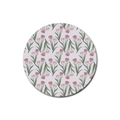 Floral Pattern Rubber Coaster (round) by Valentinaart