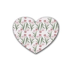 Floral Pattern Rubber Coaster (heart) by Valentinaart