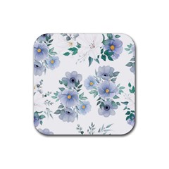 Floral Pattern Rubber Coaster (square) by Valentinaart