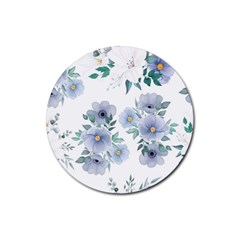 Floral Pattern Rubber Coaster (round) by Valentinaart