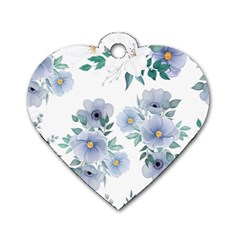 Floral Pattern Dog Tag Heart (one Side) by Valentinaart