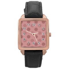 Floral pattern Rose Gold Leather Watch 