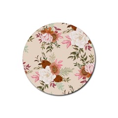 Floral Pattern Rubber Coaster (round) by Valentinaart