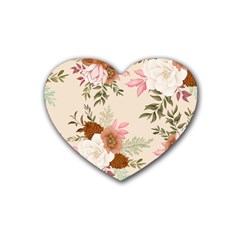 Floral Pattern Rubber Coaster (heart) by Valentinaart