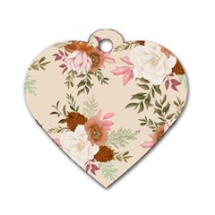 Floral Pattern Dog Tag Heart (one Side) by Valentinaart