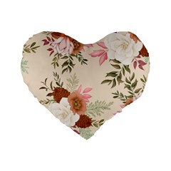 Floral Pattern Standard 16  Premium Heart Shape Cushions by Valentinaart