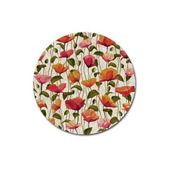 Floral Pattern Magnet 3  (round) by Valentinaart