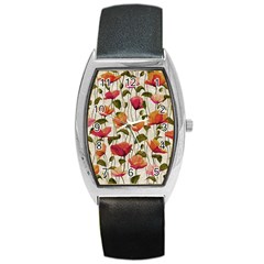 Floral Pattern Barrel Style Metal Watch by Valentinaart