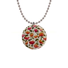 Floral Pattern 1  Button Necklace by Valentinaart