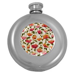 Floral Pattern Round Hip Flask (5 Oz) by Valentinaart