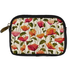 Floral Pattern Digital Camera Leather Case by Valentinaart