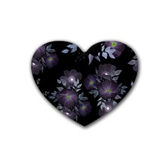 Floral Pattern Rubber Coaster (heart) by Valentinaart