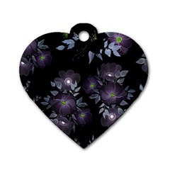 Floral Pattern Dog Tag Heart (two Sides) by Valentinaart