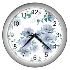 Floral Pattern Wall Clock (silver) by Valentinaart