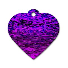 Magenta Waves Flow Series 2 Dog Tag Heart (one Side) by DimitriosArt