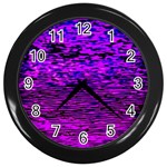 Magenta waves flow series 2 Wall Clock (Black) Front