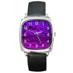 Magenta Waves Flow Series 2 Square Metal Watch by DimitriosArt